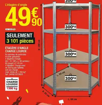 Brico Dépôt Étagère d’angle charge lourde offre