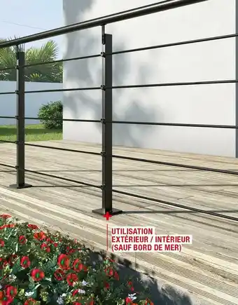 Kit balustre acier s line noir 2 ml