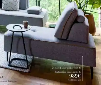 Élément 1 place avec coussin de dos (petit) en tissu