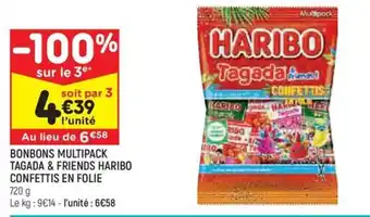 Leader Price BONBONS MULTIPACK TAGADA & FRIENDS HARIBO CONFETTIS EN FOLIE 720 g offre