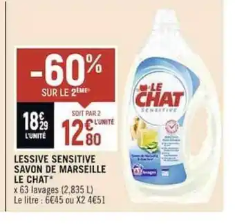 Spar LESSIVE SENSITIVE SAVON DE MARSEILLE LE CHAT offre
