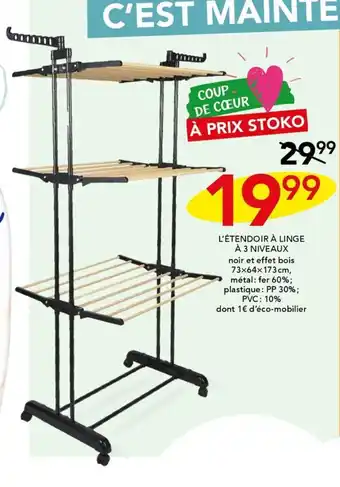 Stokomani L'ÉTENDOIR À LINGE À 3 NIVEAUX offre