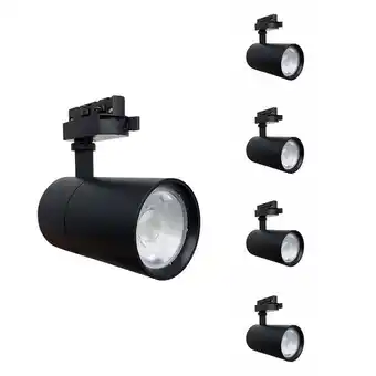 Bricorama Spot LED sur Rail 30W 80° Compact Monophasé NOIR (Pack de 5) - Blanc Chaud 2300K - 3500K - SILAMP offre