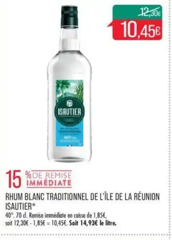 Match RHUM BLANC TRADITIONNEL DE L'ÎLE DE LA RÉUNION ISAUTIER* offre