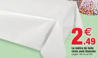 Bazarland Le mètre de toile cirée unie blanche Largeur 140 cm, en PVC. offre