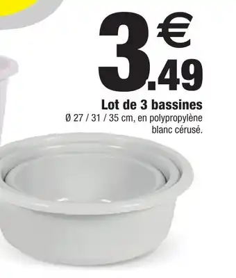 Bazarland Lot de 3 bassines Ø 27/31/35 cm, en polypropylène offre