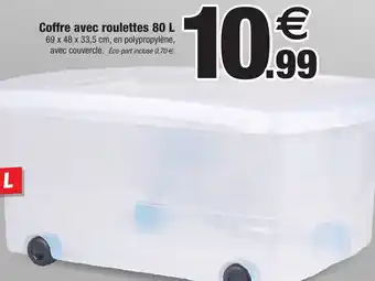 Bazarland Coffre avec roulettes 80 L offre