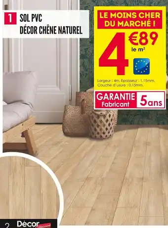 Décor Discount SOL PVC DÉCOR CHÊNE NATUREL offre