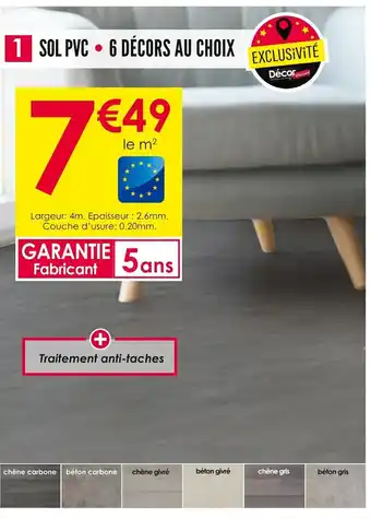 Décor Discount SOL PVC 6 DÉCORS AU CHOIX offre