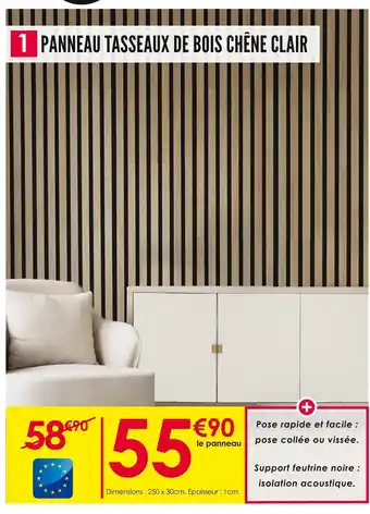 Décor Discount PANNEAU TASSEAUX DE BOIS CHÊNE CLAIR offre