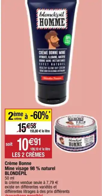 Crème Bonne Mine visage 98 % naturel BLONDÉPIL