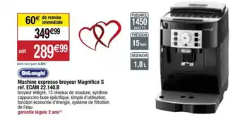 Migros Machine expresso broyeur Magnifica S réf. ECAM 22.140.B offre