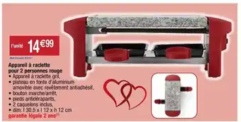 Migros Appareil à raclette pour 2 personnes rouge offre