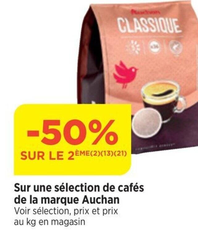 Promo Sur une sélection de cafés de la marque Auchan Voir sélection