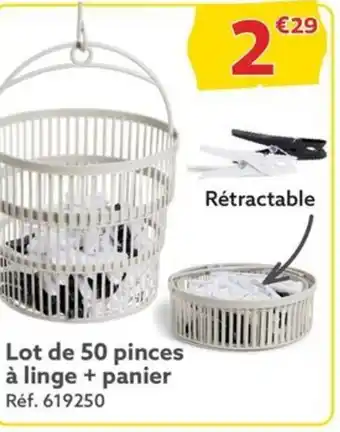 Gifi Lot de 50 pinces à linge + panier Réf. 619250 offre