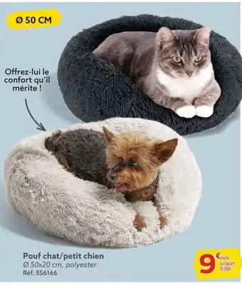 Gifi Pouf chat/petit chien Ø50x20 cm, polyester offre