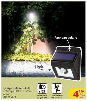 Gifi Lampe solaire 8 LED Éclairage 80 lm, bouton on/off offre