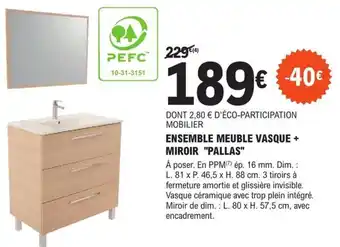 E.Leclerc Brico ENSEMBLE MEUBLE VASQUE + MIROIR "PALLAS" offre