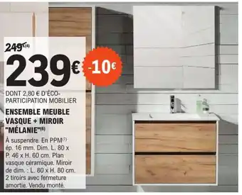 E.Leclerc Brico ENSEMBLE MEUBLE VASQUE + MIROIR "MÉLANIE"(6) offre