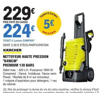 E.Leclerc Brico NETTOYEUR HAUTE PRESSION "K4WCM" offre