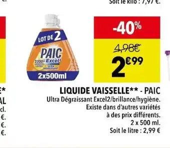 Supeco LIQUIDE VAISSELLE PAIC offre