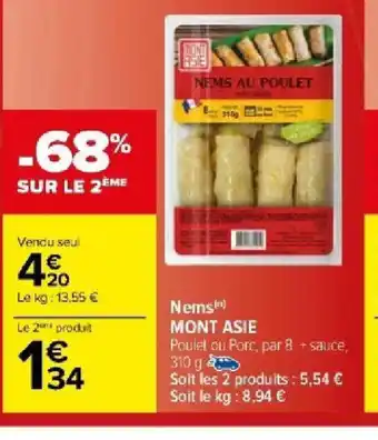 Carrefour Market Nems) MONT ASIE offre