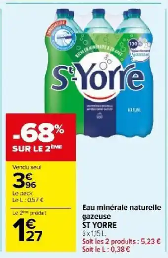 Carrefour Market Eau minérale naturelle gazeuse ST YORRE offre