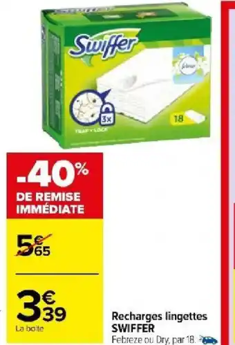 Carrefour Market Recharges lingettes SWIFFER offre