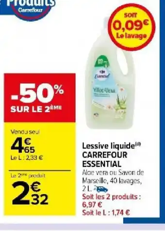 Carrefour Market Lessive liquide CARREFOUR ESSENTIAL offre