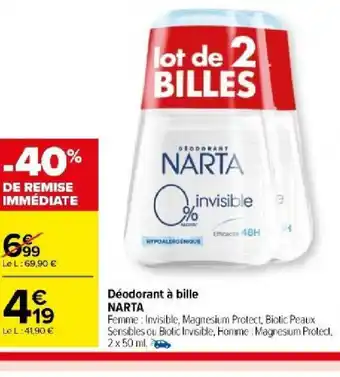 Carrefour Market Déodorant à bille NARTA offre