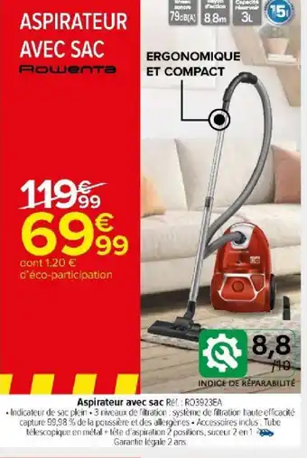 Carrefour Market Aspirateur avec sac offre