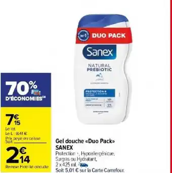 Carrefour Market Gel douche Duo Pack SANEX offre