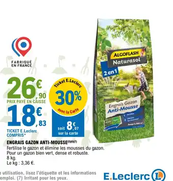 E.Leclerc Jardi ENGRAIS GAZON ANTI-MOUSSE offre