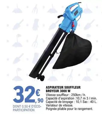 E.Leclerc Jardi ASPIRATEUR SOUFFLEUR BROYEUR 3000 W offre