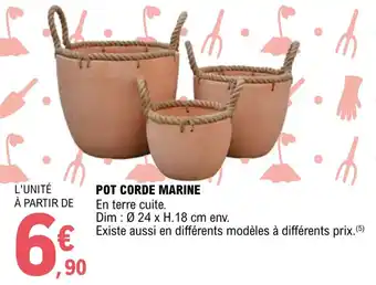 E.Leclerc Jardi POT CORDE MARINE En terre cuite. offre