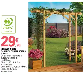 E.Leclerc Jardi PERGOLA DROITE GARANTIE CONSTRUCTEUR 2 ANS(¹) offre