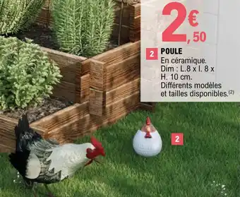 E.Leclerc Jardi POULE En céramique. Dim L.8 x l. 8 x H. 10 cm. Différents modèles et tailles disponibles. (²) offre