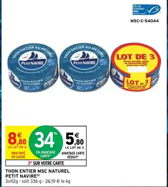Intermarché THON ENTIER MSC NATUREL PETIT NAVIRE offre