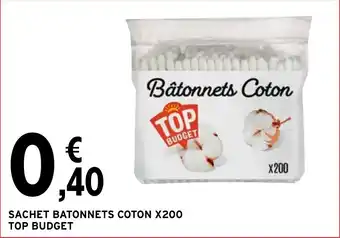 Intermarché SACHET BATONNETS COTON X200 TOP BUDGET offre