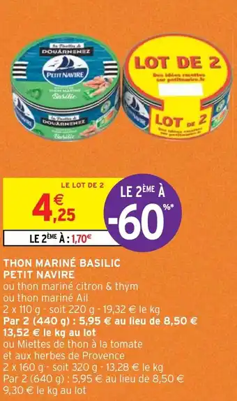 Intermarché THON MARINÉ BASILIC PETIT NAVIRE offre