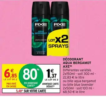 Intermarché DÉODORANT AQUA BERGAMOT AXE (b) offre