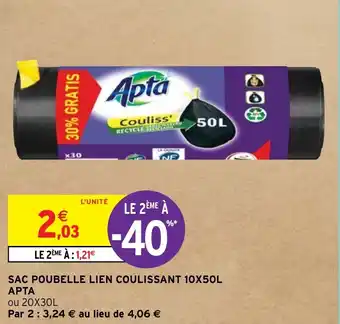 Intermarché SAC POUBELLE LIEN COULISSANT 10X50L APTA offre