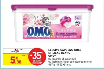 Intermarché LESSIVE CAPS X27 ROSE ET LILAS BLANC OMO(b) offre