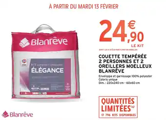 Intermarché COUETTE TEMPÉRÉE 2 PERSONNES ET 2 OREILLERS MOELLEUX BLANRÊVE offre