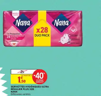Intermarché Hyper SERVIETTES HYGIÉNIQUES ULTRA RÉGULIER PLUS X28 offre