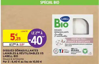 Intermarché Hyper DISQUES DÉMAQUILLANTES LAVABLES & RÉUTILISABLES X5 LABELL BIO offre