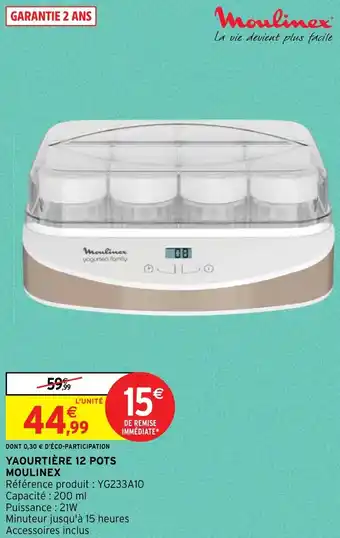 Intermarché Hyper YAOURTIÈRE 12 POTS MOULINEX offre