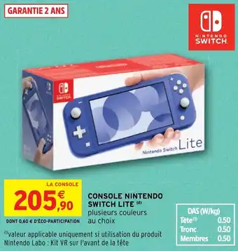 Intermarché Hyper CONSOLE NINTENDO SWITCH LITE (d) offre