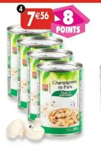 Maximo Lot de 4 boîtes 1/2. de champignons de Paris pieds & morceaux offre