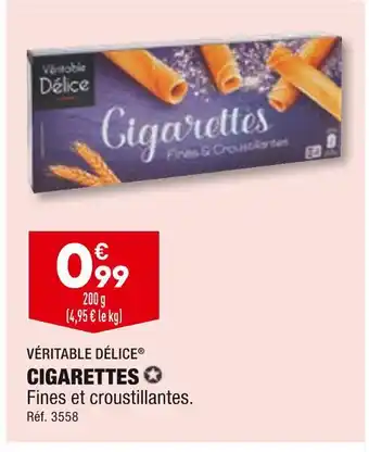 ALDI VÉRITABLE DÉLICE CIGARETTES offre